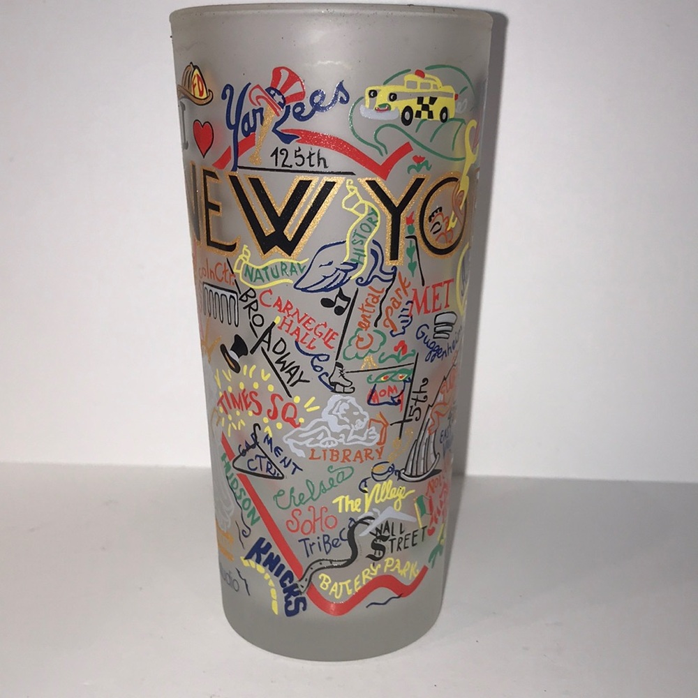 Cat studio highball glass New York good used condition wonderful graphics 2004